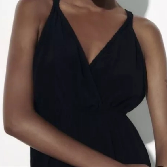 Zara Black Flowy Wide Leg Palazzo Jumper Size L - Picture 3 of 14